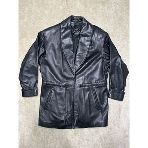 Tannery West Leather Jacket Mens Medium Black Snap Button